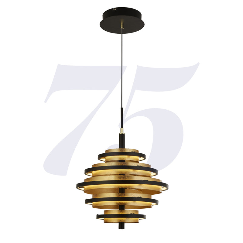 Searchlight Hive Black/Gold Leaf 5Lt Led Pendant • 6375-5BG