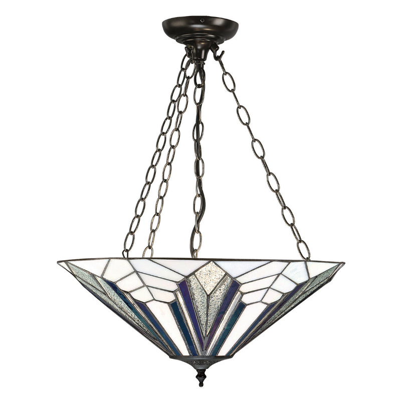 Astoria Large Inverted 3 Light Tiffany Pendant Ceiling Light