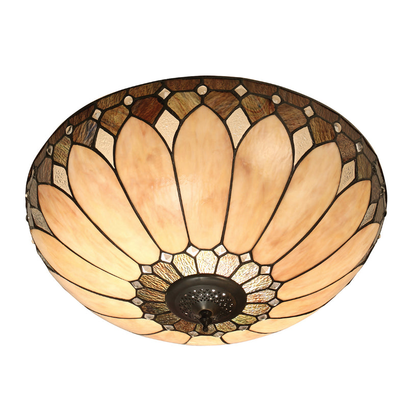 Brooklyn Large 2 Light Tiffany Flush Ceiling Light