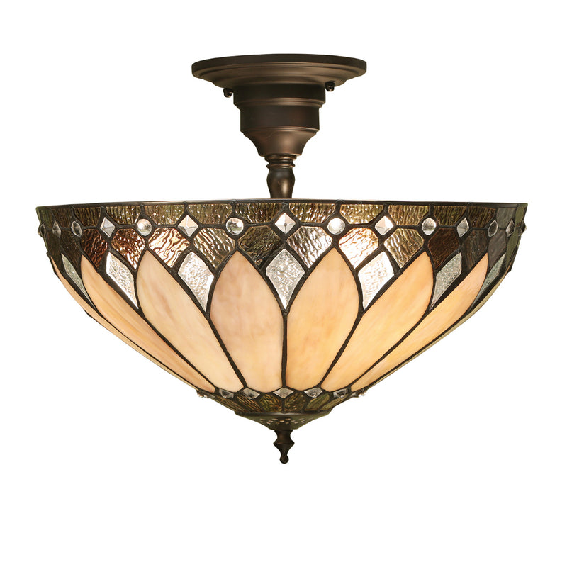 Brooklyn Medium 3 Light Tiffany Semi-Flush Ceiling Light