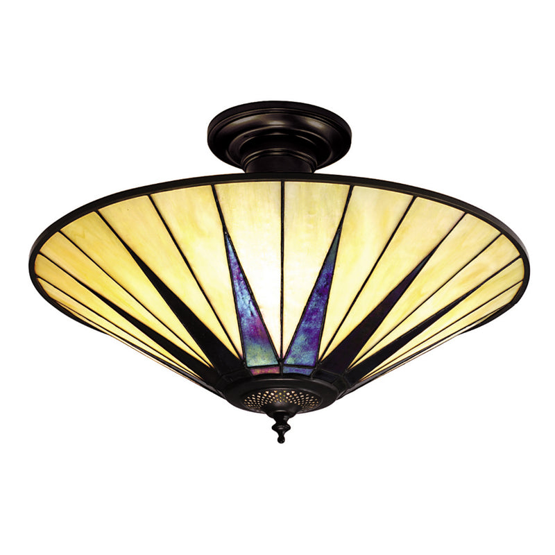 Dark Star Large 3 Light Tiffany Semi-Flush Ceiling Light