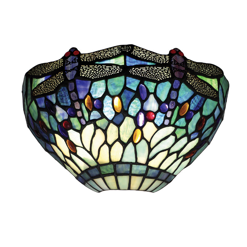 Dragonfly Blue Single Light Tiffany Wall Light