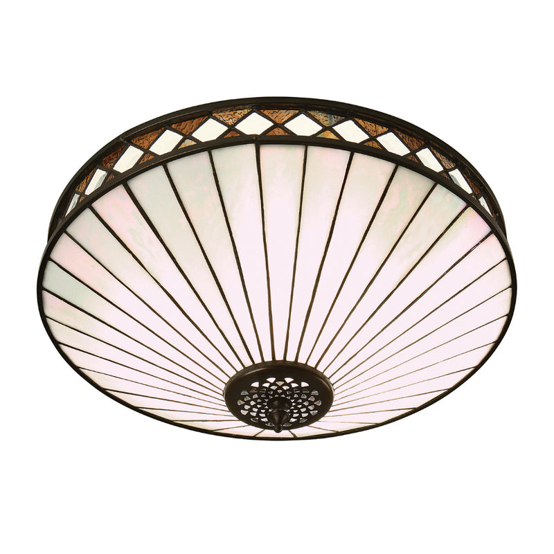 Fargo Medium 2 Light Tiffany Flush Ceiling Light