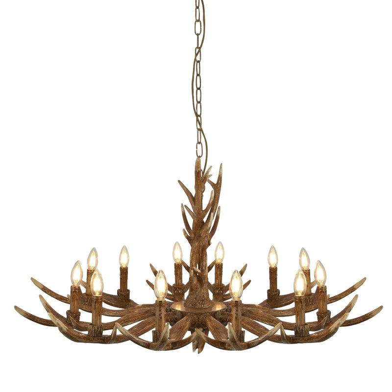 Searchlight Stag 12Lt Antler Pendant, Brown • 6416-12BR