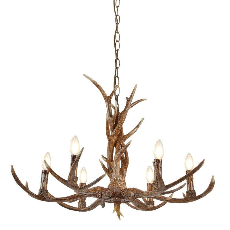 Searchlight Stag 6Lt Antler Pendant, Brown • 6416-6BR