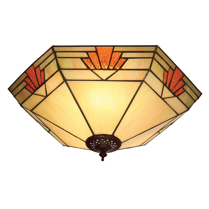 Nevada Large 2 Light Tiffany Flush Ceiling Light