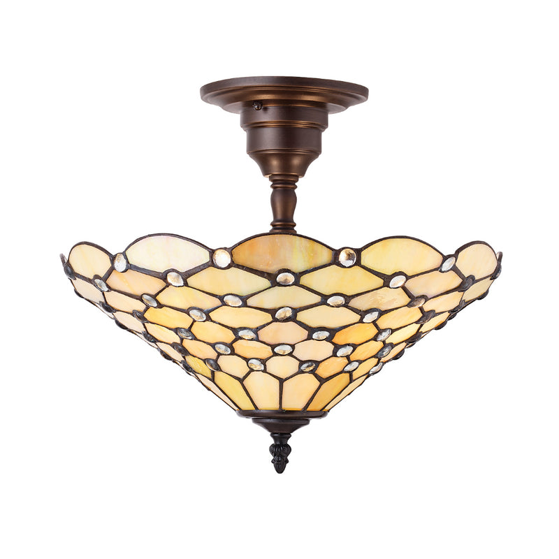 Pearl Medium 3 Light Tiffany Semi-Flush Ceiling Light