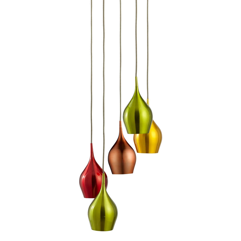 Searchlight Vibrant 5Lt Multi-Drop Coloured (Red, Green, Gold, Copper) Shades • 6465-5