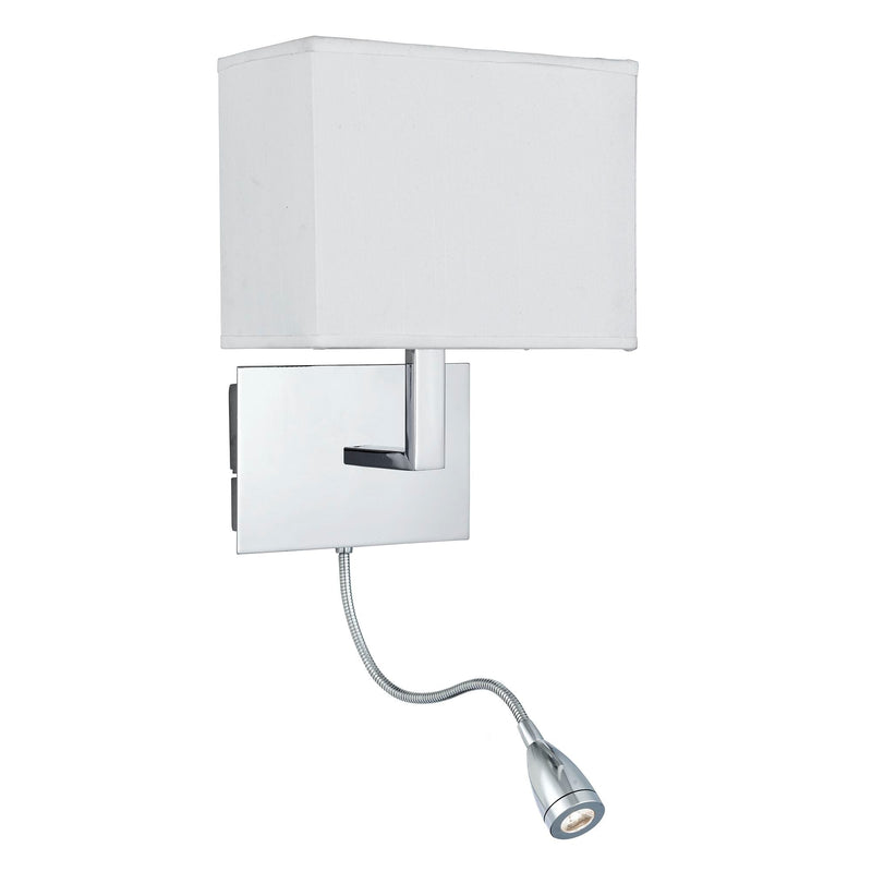 Searchlight Hotel Wall Light Adjustable - 2Lt W/Bracket, Led Flexi Arm, Chrome, White Shade • 6519CC