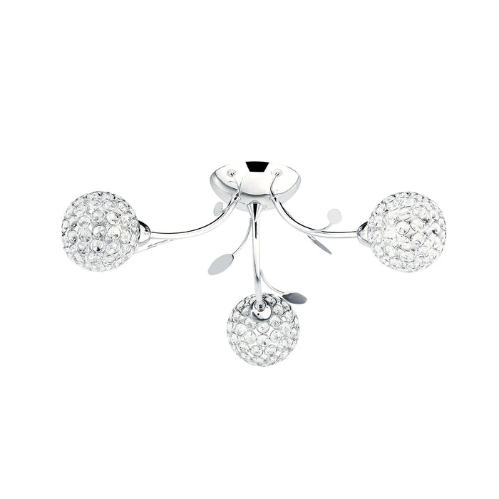 Searchlight Bellis Ii - 3Lt Ceiling Semi-Flush, Chrome, Clear Glass Deco Shade • 6573-3CC