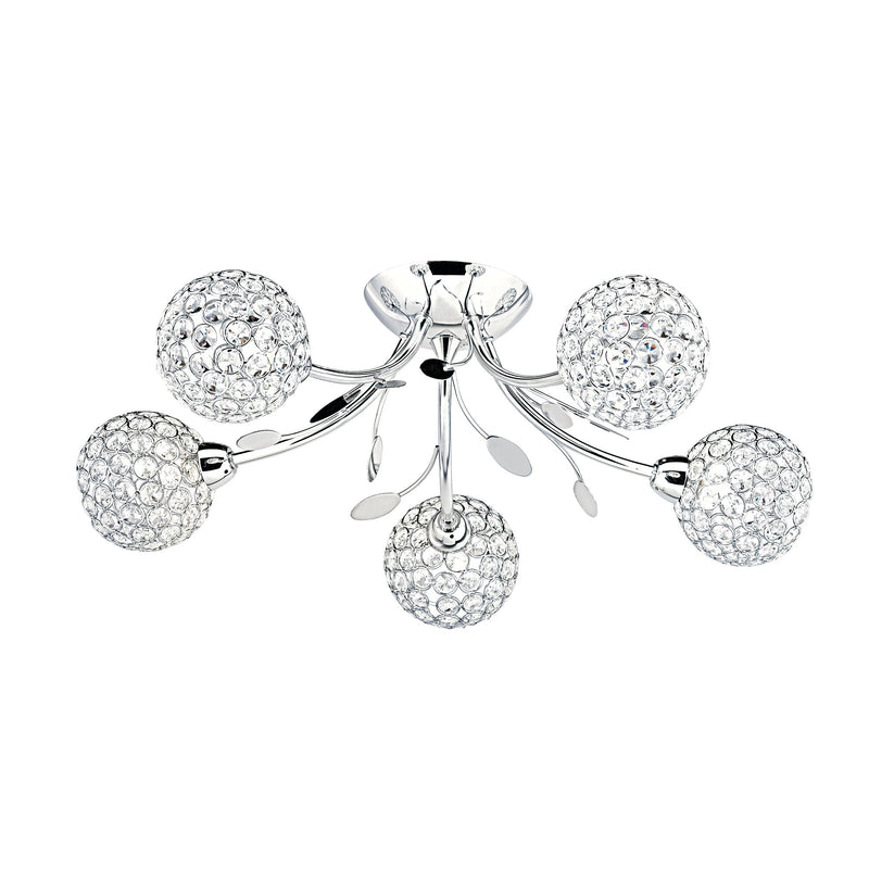 Searchlight Bellis Ii - 5Lt Ceiling Semi-Flush, Chrome, Clear Glass Deco Shade • 6575-5CC