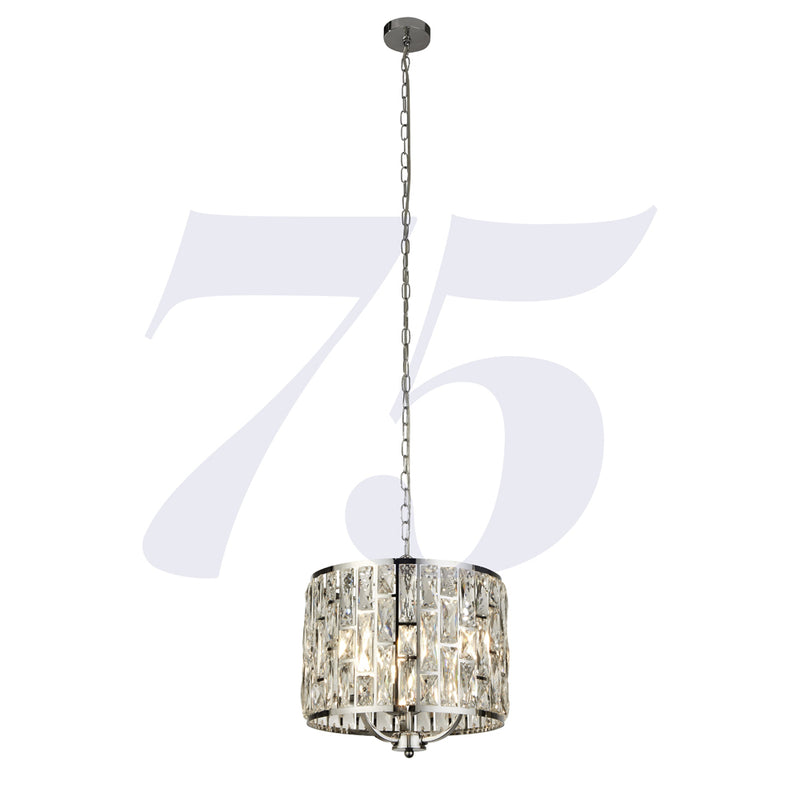 Searchlight Bijou 3Lt Chrome Pendant With Crystal Glass • 6583-3CC