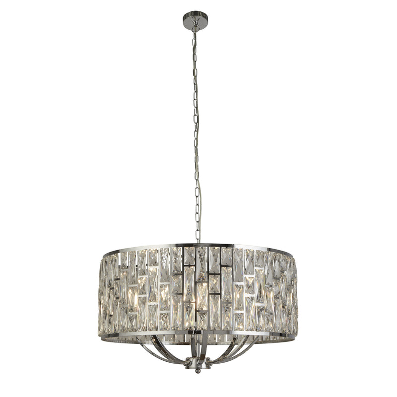 Searchlight Bijou 8Lt Chrome Pendant With Crystal Glass • 6588-8CC