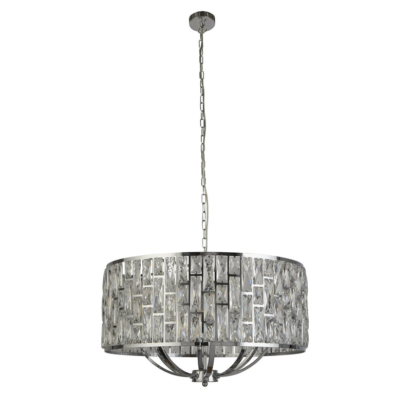 Searchlight Bijou 8Lt Chrome Pendant With Crystal Glass • 6588-8CC