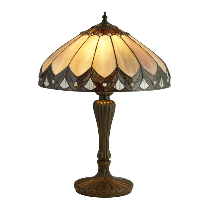 Searchlight Pearl Bronze/Black/Clear/Brown/Purple Tiffany Table Lamp • 6705-40