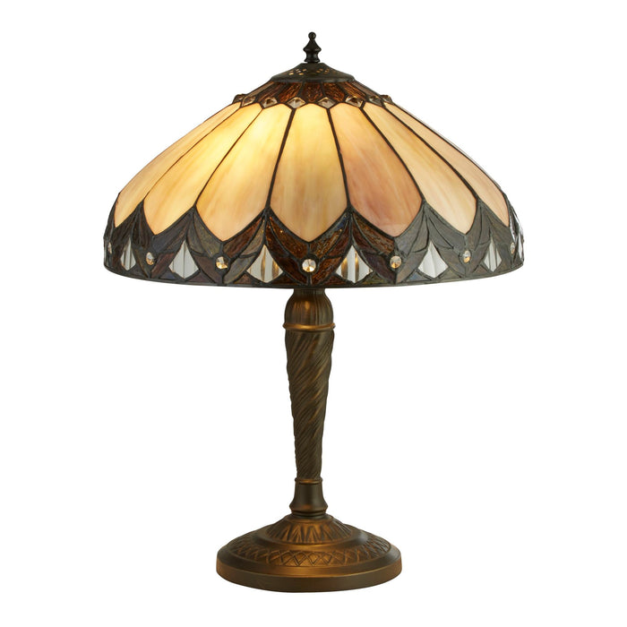Searchlight Pearl Bronze/Clear/Brown/Purple Tiffany Table Lamp • 6706-40