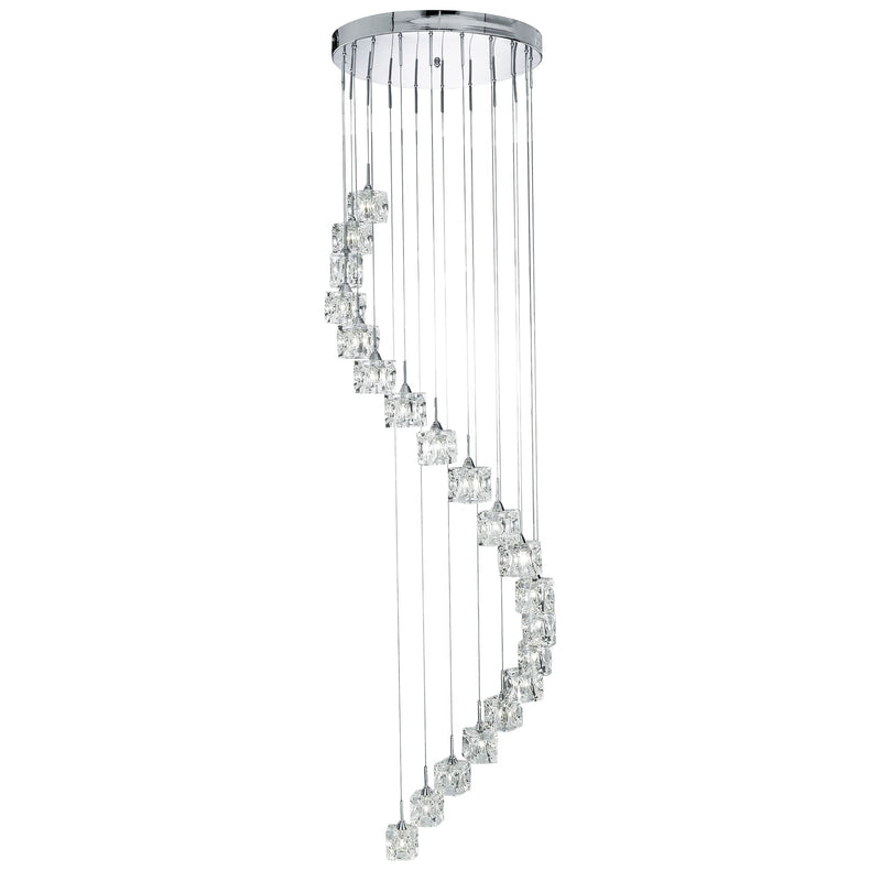 Searchlight Ice Cube (Dim) Led  - 20Lt Multi-Drop (Height 180Cm), Clear Glass, Chrome • 6720-20-LED