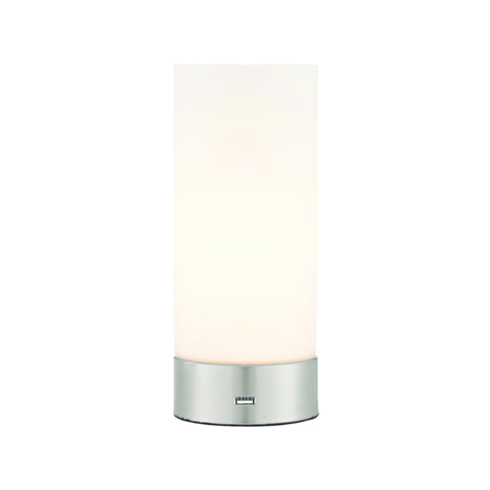 Endon Lighting 67517 Dara Single Light Touch Table Lamp Brushed Nickel Finish With USB