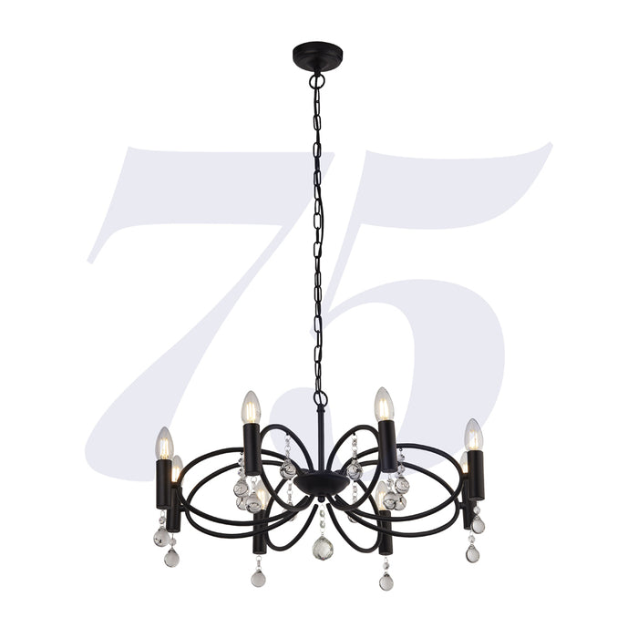 Searchlight Infinity 8Lt Pendant - Black With Crystal Glass Detail • 6788-8BK