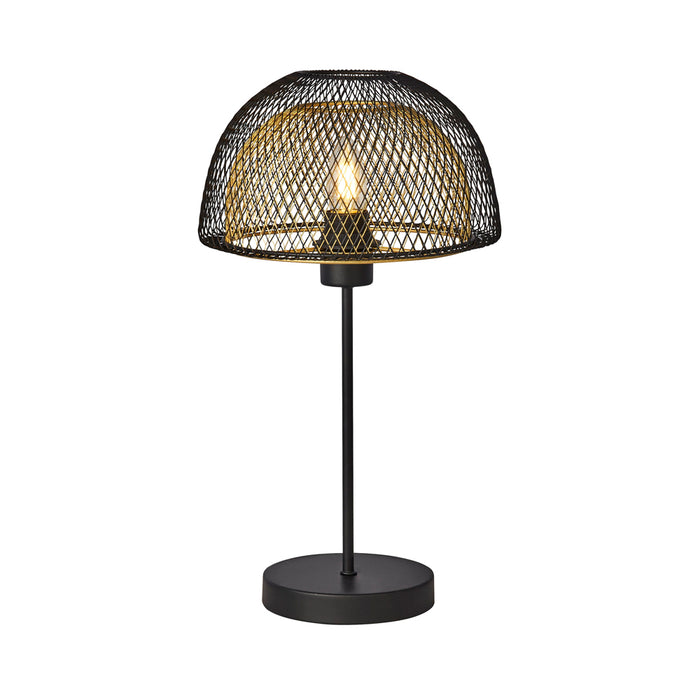 Searchlight Honeycomb 1Lt Double Layered Mesh Table Lamp - Black Outer With Gold Inner • 6848BGO
