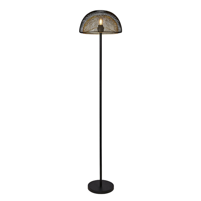 Searchlight Honeycomb 1Lt Double Layered Mesh Floor Lamp - Black Outer With Gold Inner • 6849BGO