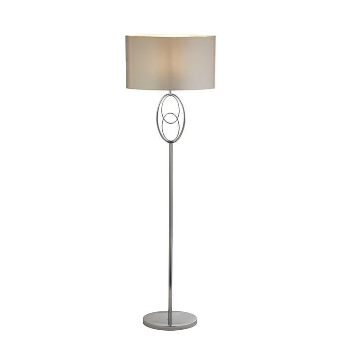 Searchlight Loopy 1Lt Floor Lamp, Chrome With White Shade • 69042CC