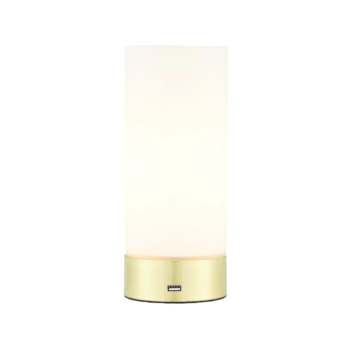 Endon Lighting 69520 Dara Single Light Touch Table Lamp Brushed Brass Finish With USB