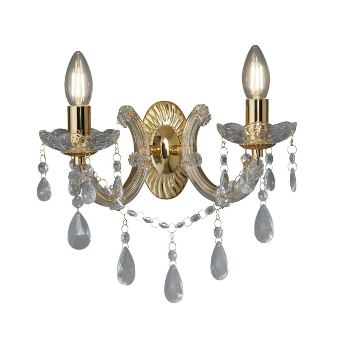 Searchlight Marie Therese - 2Lt Wall Bracket, Polished Brass, Clear Crystal Glass • 699-2