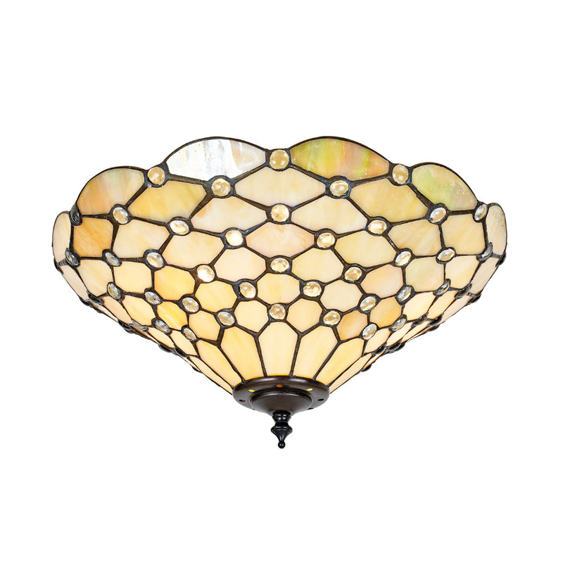 Pearl Medium 2 Light Tiffany Flush Ceiling Light