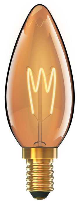 Luxram Classic Deco LED Candle/W E14 Non-Dimmable 2W Warm White 1800K, 100lm, Gold Finish, 3yrs Warranty • 703111023