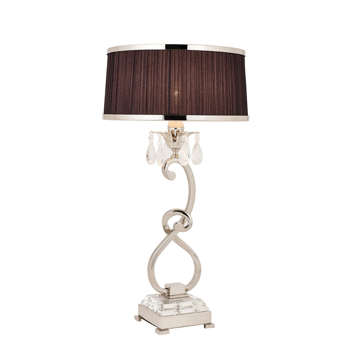 Interiors 1900	70822	Oksana Nickel Medium Table Lamp & Black Shade