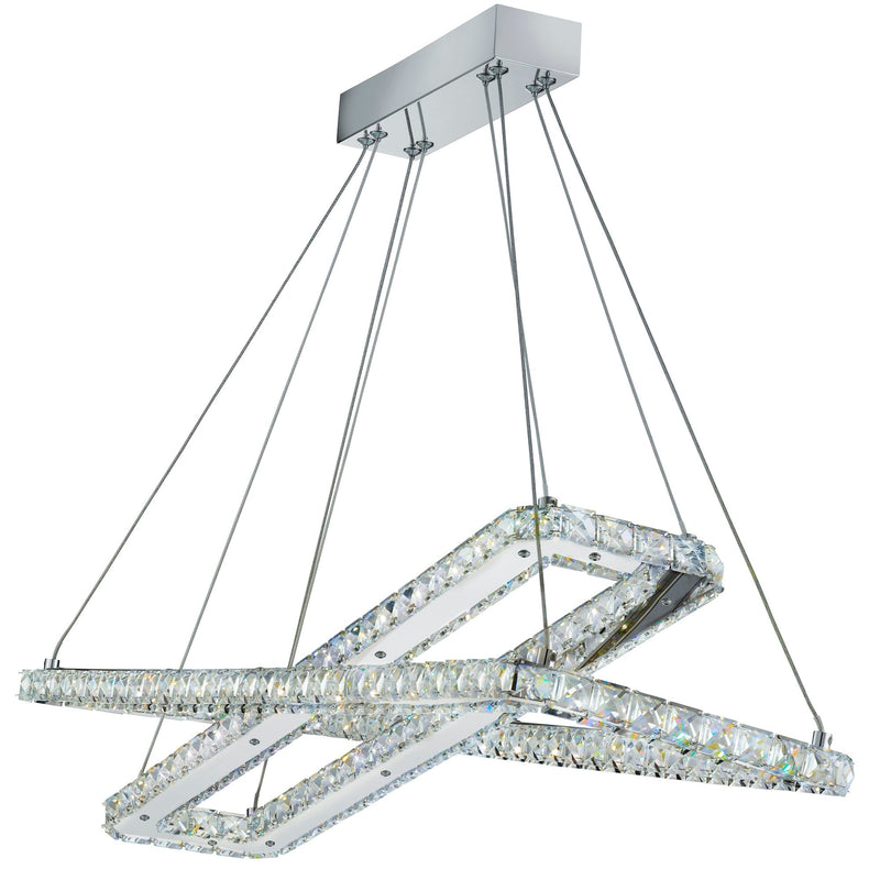 Searchlight Clover - Led Ceiling (2 X Rectangle), Chrome, Clear Crystal Glass • 7123CC