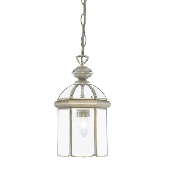 Searchlight Bevelled Lantern Antique Brass Glass Domed 1Lt • 7131AB