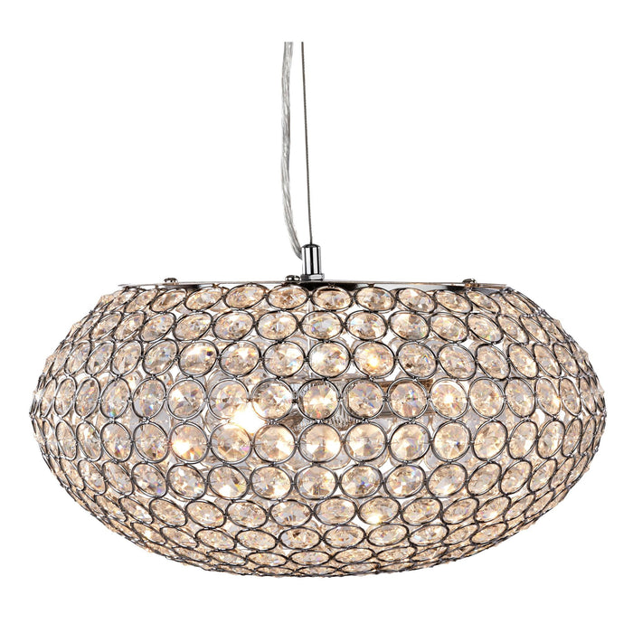 Searchlight Chantilly Pendant  - 3Lt Ceiling Pendant, Chrome With Clear Crystal Buttons Inserts • 7163-3CC