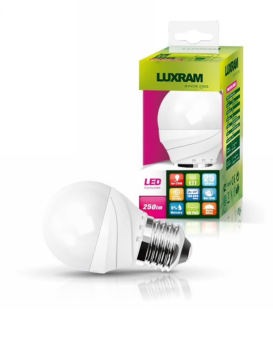 Luxram  Curvodo LED Ball E27 4.5W Warm White 2700K 400lm  • 722202143