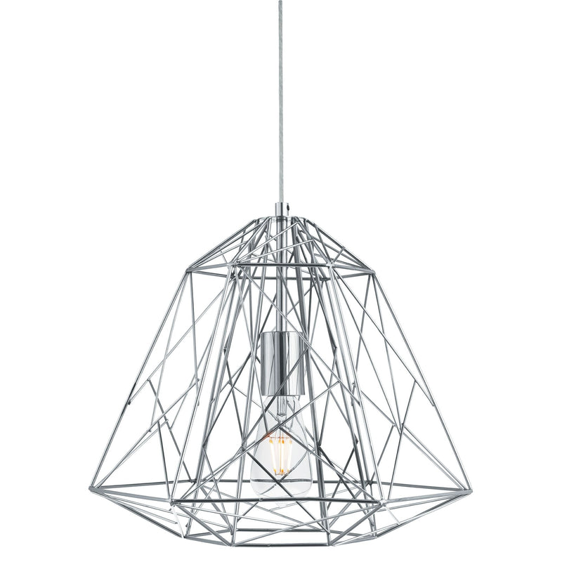 Searchlight Geometric Cage 1Lt Frame Pendant, Chrome • 7271CC