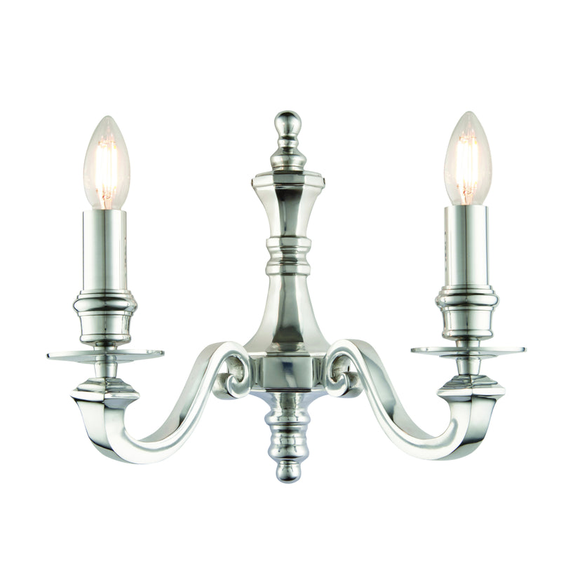 Endon Lighting 73584 Finsbury 2 Light Polished Aluminium Wall Light