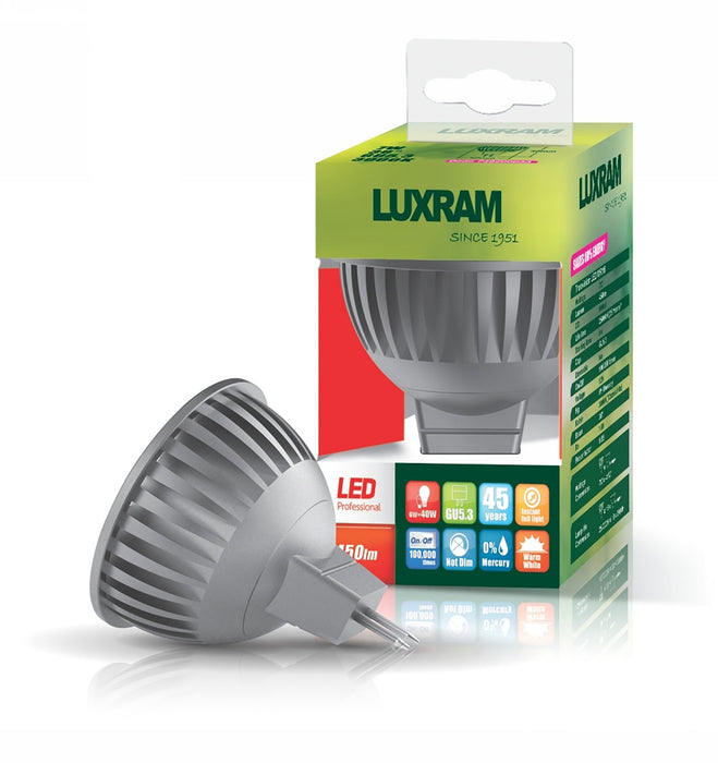 Luxram  Truevision LED MR16 12V 6W Cool White 4000K 36° Color-Box (Metallic Grey) • 748201132