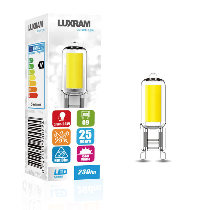 Luxram HaloLED G9 2W Natural White 4000K, 200lm, Color-Box, 3yrs Warranty • 750320022