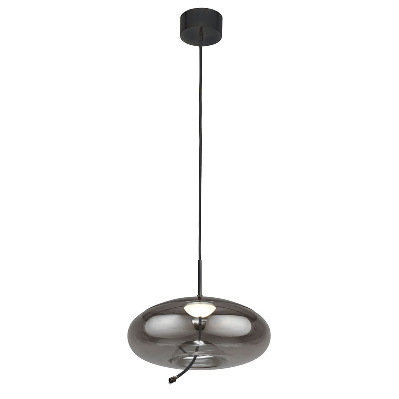 Searchlight Lisbon 1Lt Led Pendant,Black And Smoked Glass • 75131-1SM