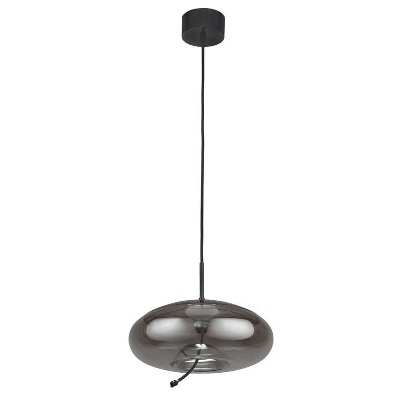 Searchlight Lisbon 1Lt Led Pendant,Black And Smoked Glass • 75131-1SM