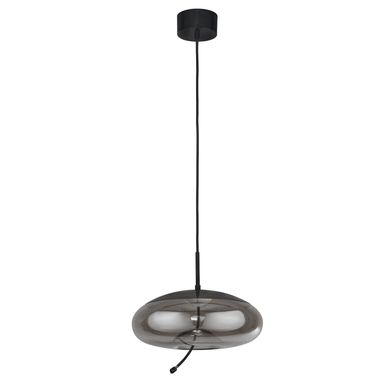 Searchlight Lisbon 1Lt Led Pendant,Black And Smoked Glass • 75131-1SM