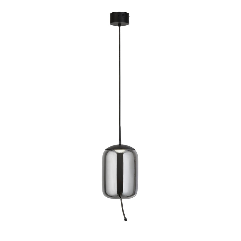 Searchlight Lisbon 1Lt Led Pendant,Black And Smoked Glass • 75132-1SM