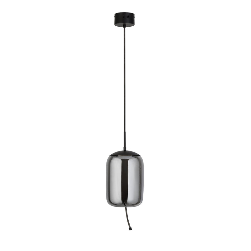 Searchlight Lisbon 1Lt Led Pendant,Black And Smoked Glass • 75132-1SM