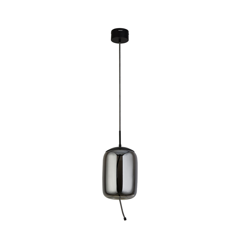 Searchlight Lisbon 1Lt Led Pendant,Black And Smoked Glass • 75132-1SM