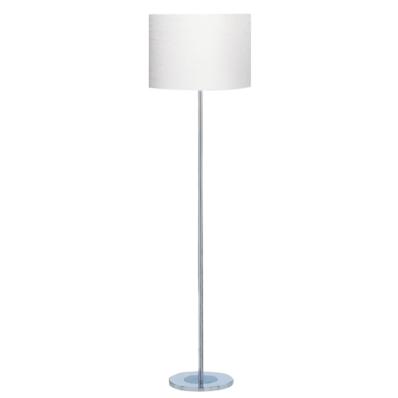 Searchlight Carter Floor Lamp - Chrome Round Base Ivory  Drum Shade • 7550CC