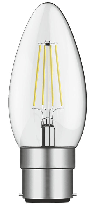 Luxram Value Classic LED Candle B22d Dimmable 4W Warm White 2700K, 400lm, Clear Finish, 3yrs Warranty • 763416233
