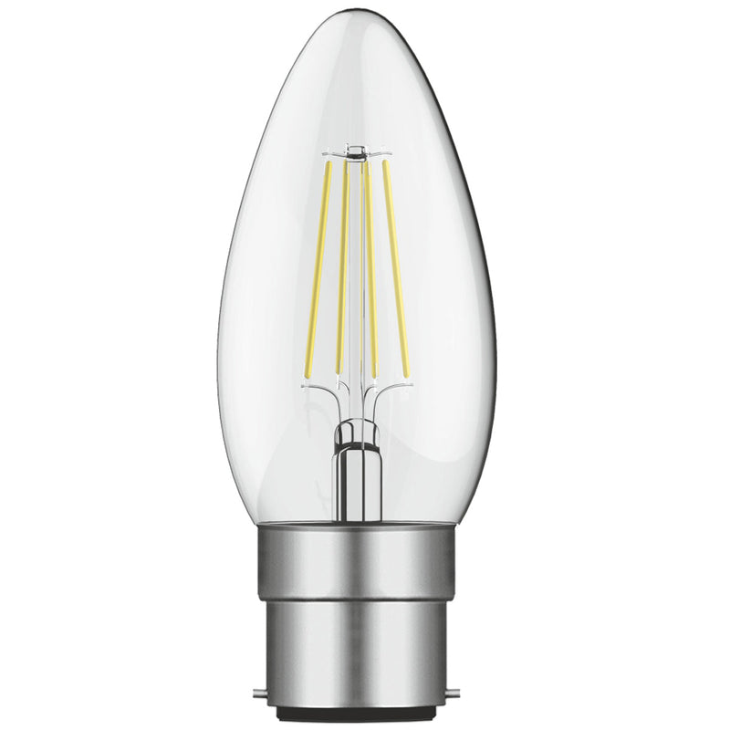 Luxram Value Classic LED Candle B22d Dimmable 4W Warm White 2700K, 400lm, Clear Finish, 3yrs Warranty • 763416233
