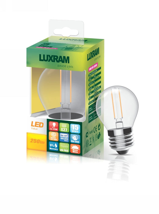 Luxram Value Classic LED Ball E27 4W Warm White 2700K, 470lm, Colour-Box (Clear)  • 763511133