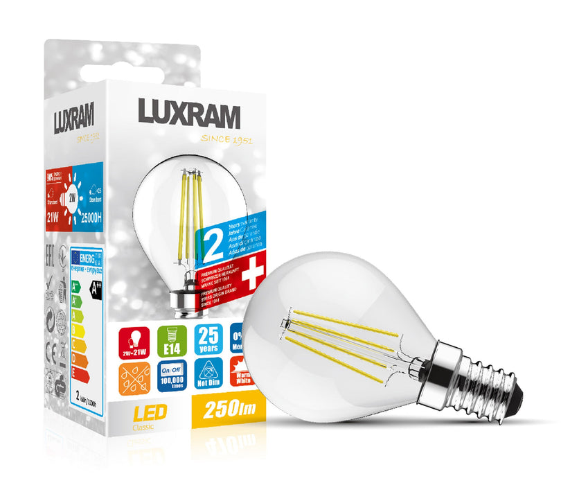 Luxram Value Classic LED Ball E14 6.5W Natural White 4000K, 806lm, Clear Finish, 3yrs Warranty • 763512162